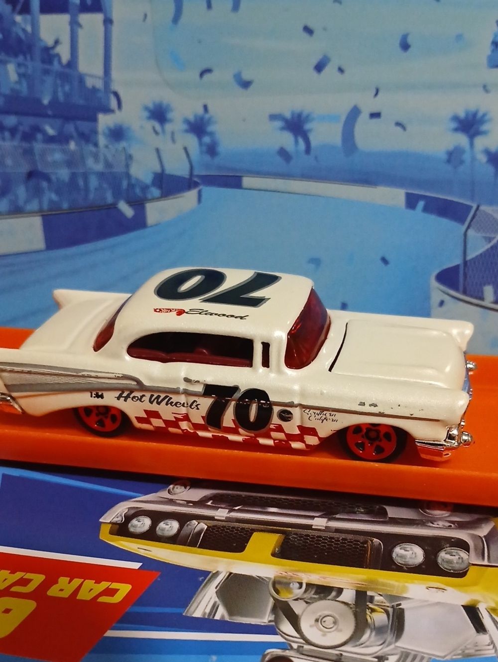 White 1957 Chevy Die-Cast Race Car Hot Wheels  - White. 2000 Mfg (Y2K)